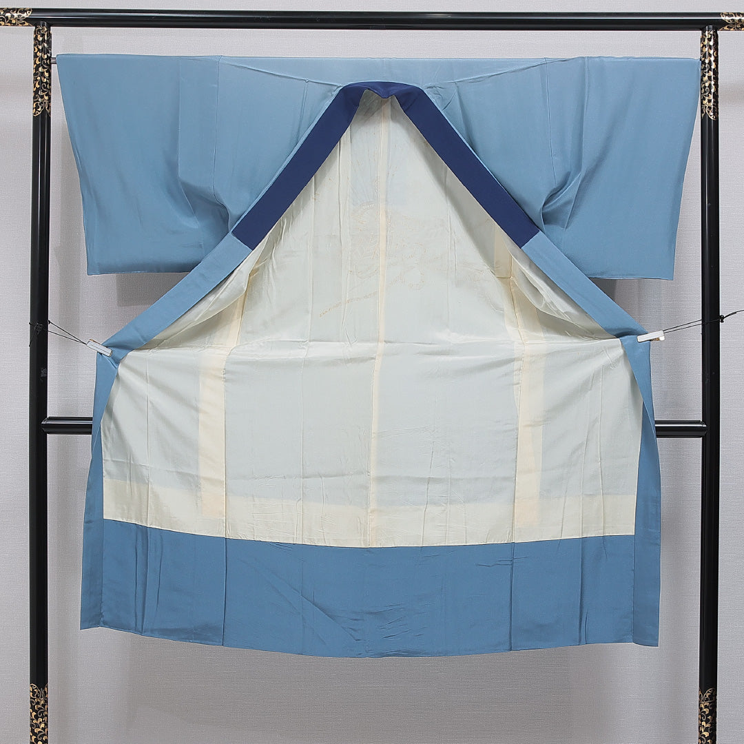 長襦袢 男性用 無双袖 身丈134cm 裄丈68cm 正絹 Bランク Sサイズ 落款 茶屋辻 青系 RP 1241-16463
