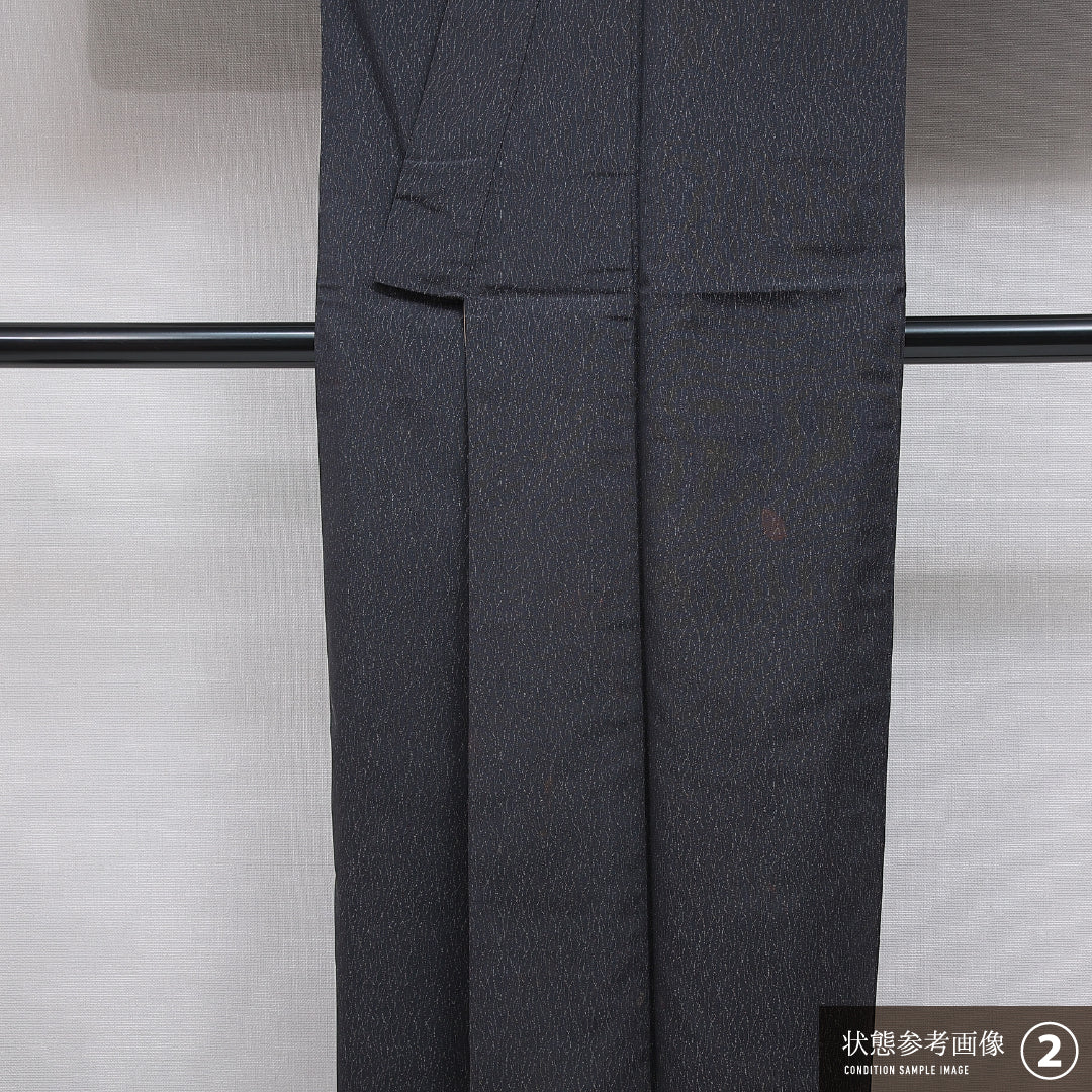 お召 袷 身丈148cm 裄丈62cm 正絹 Bランク インフォーマル バチ衿 XSサイズ 抽象柄 紺系 HP 1222-15932