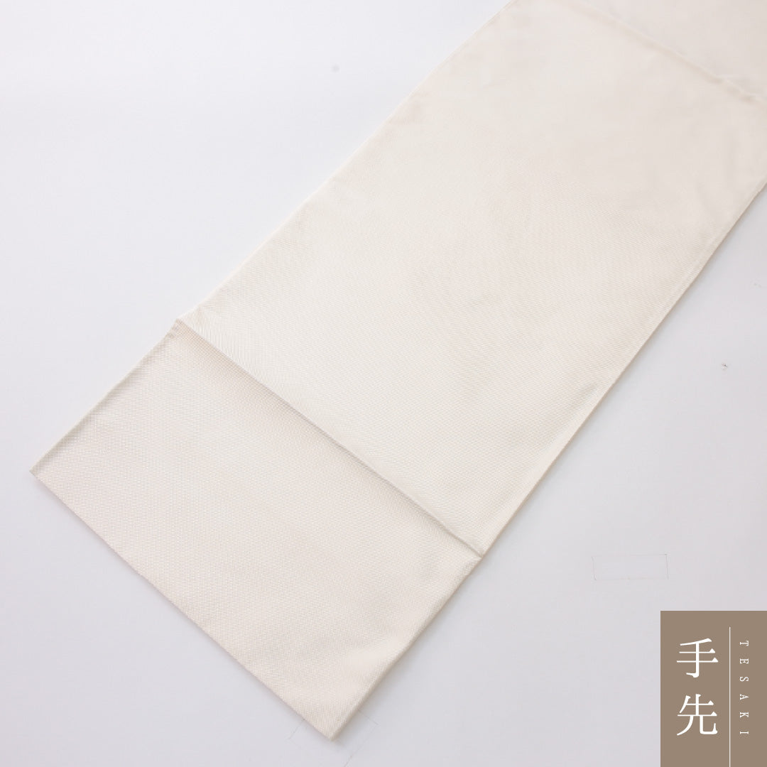 未使用品 袋帯(紬) 帯丈428cm 正絹 ポイント柄 帯芯なし カジュアル 牡丹 菊 クリーム系 1243-02237