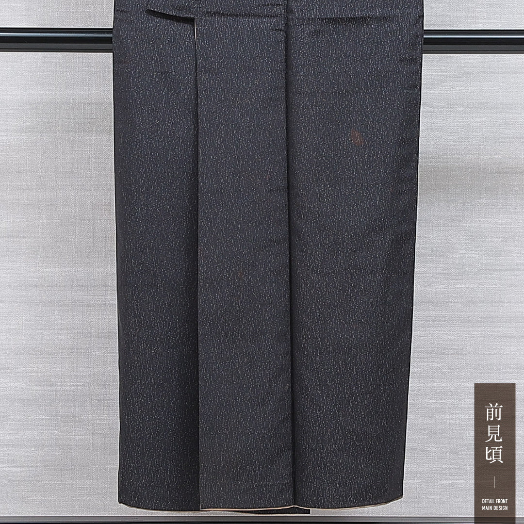 お召 袷 身丈148cm 裄丈62cm 正絹 Bランク インフォーマル バチ衿 XSサイズ 抽象柄 紺系 HP 1222-15932