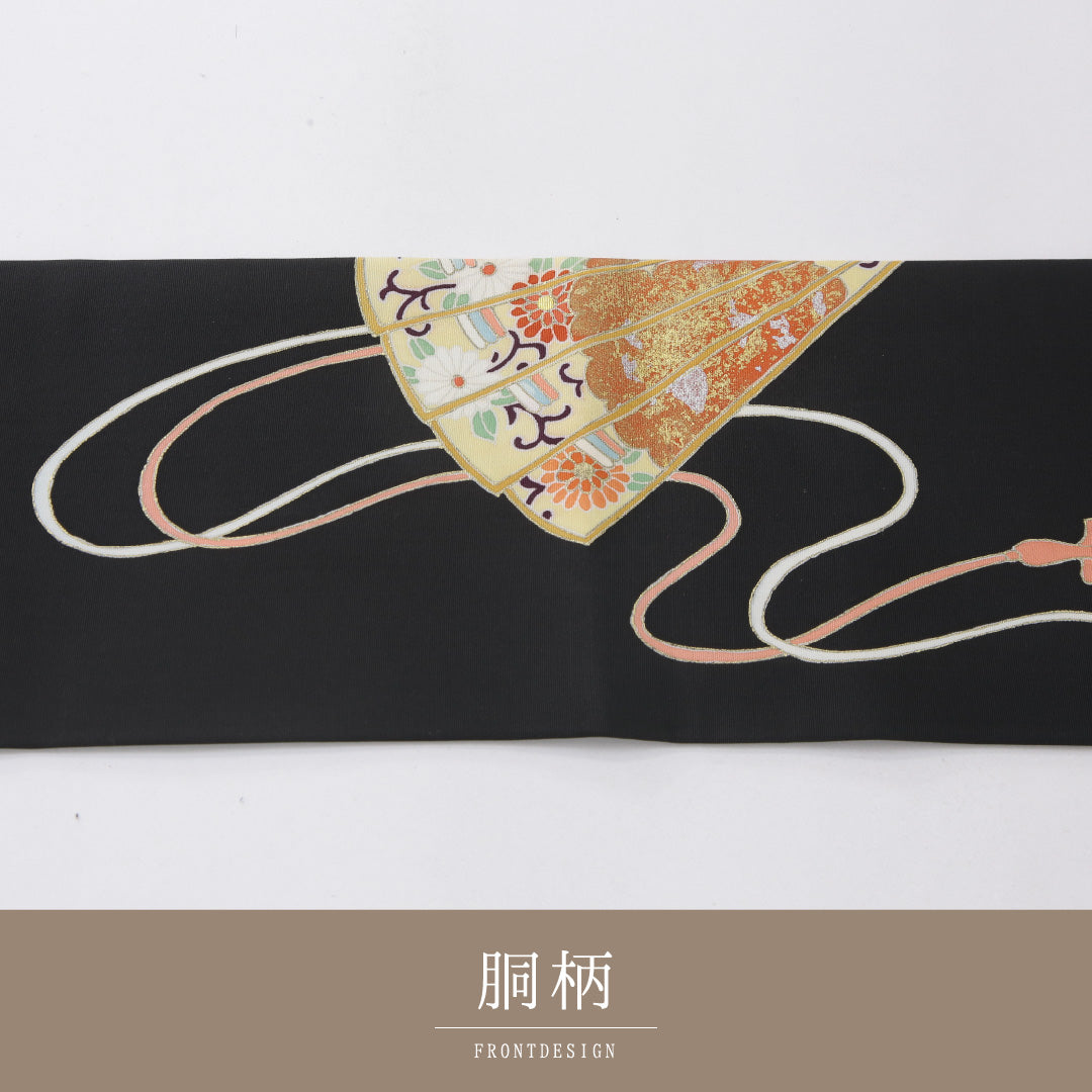 八寸名古屋帯 Sランク 帯丈346cm 正絹 六通 名古屋仕立て 織り カジュアル 幾何学柄 黄に近い朱系 LP 1245-04030