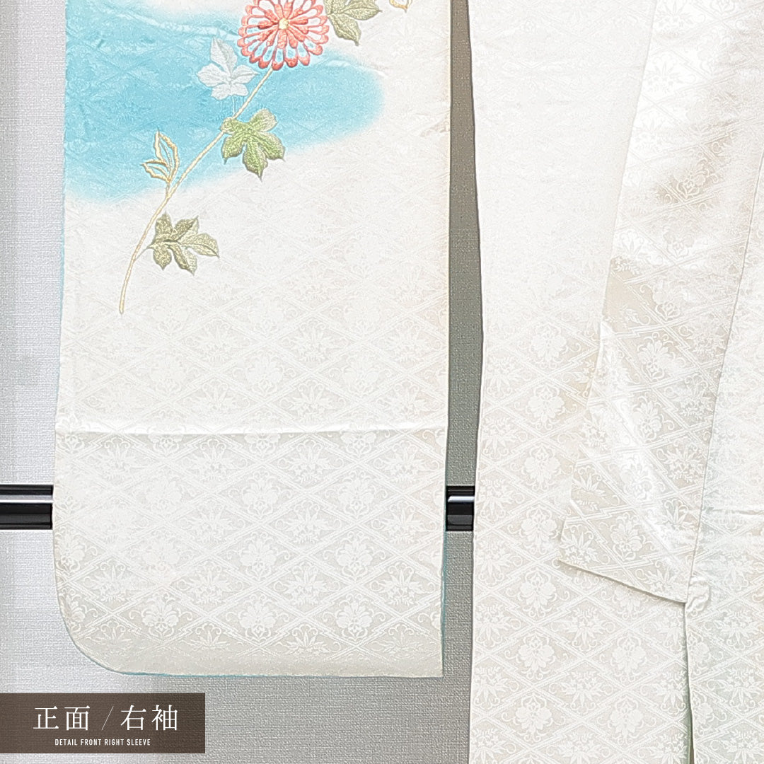 振袖 袷 身丈163cm 裄丈60cm フォーマル Cランク Lサイズ 正絹 広衿 松皮菱 菊 1213-F0672