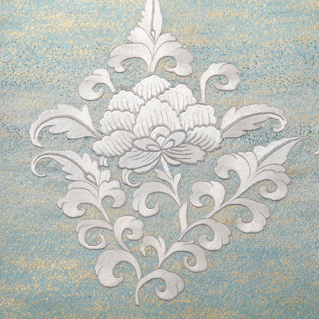 袋帯 帯丈440cm セミフォーマル ポイント柄 Aランク 正絹 引箔 唐華 緑系 1223-02133