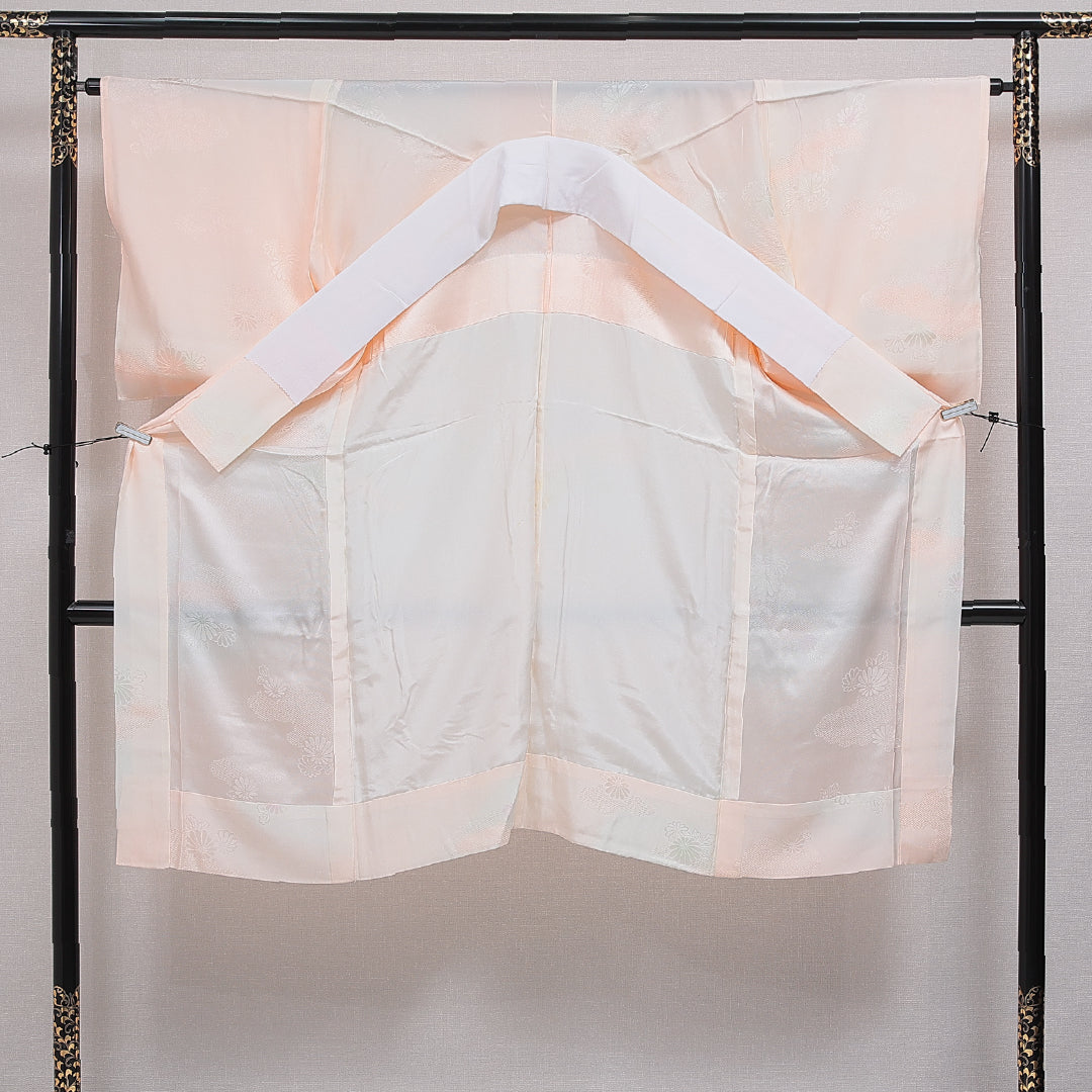 長襦袢 無双袖 身丈125cm 裄丈65cm 正絹 Bランク Mサイズ 菊 ピンク系 HP 1239-16564