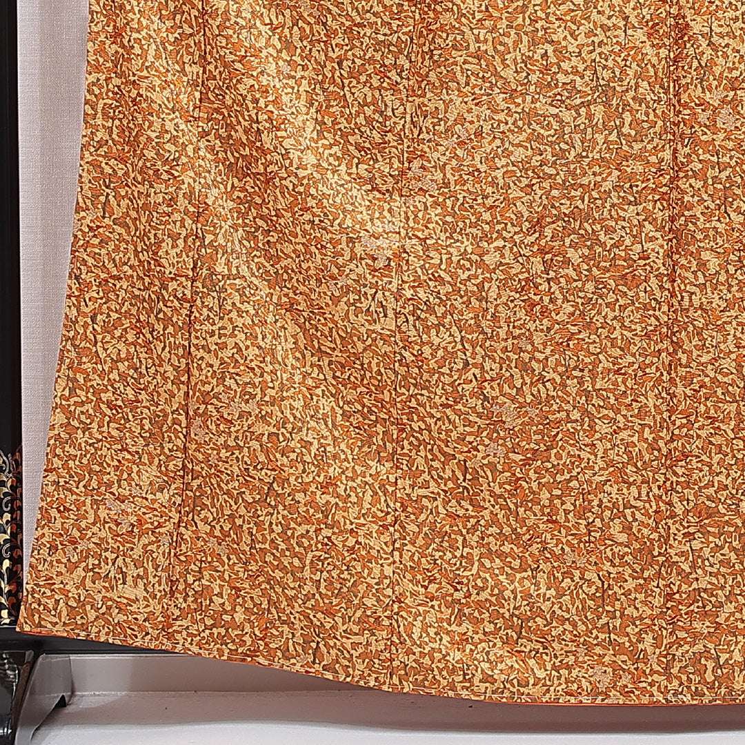 洗える着物 小紋 袷 身丈164cm 裄丈62cm ポリエステル Sランク インフォーマル 広衿 Lサイズ 創作柄 茶系 RP 1221-15821