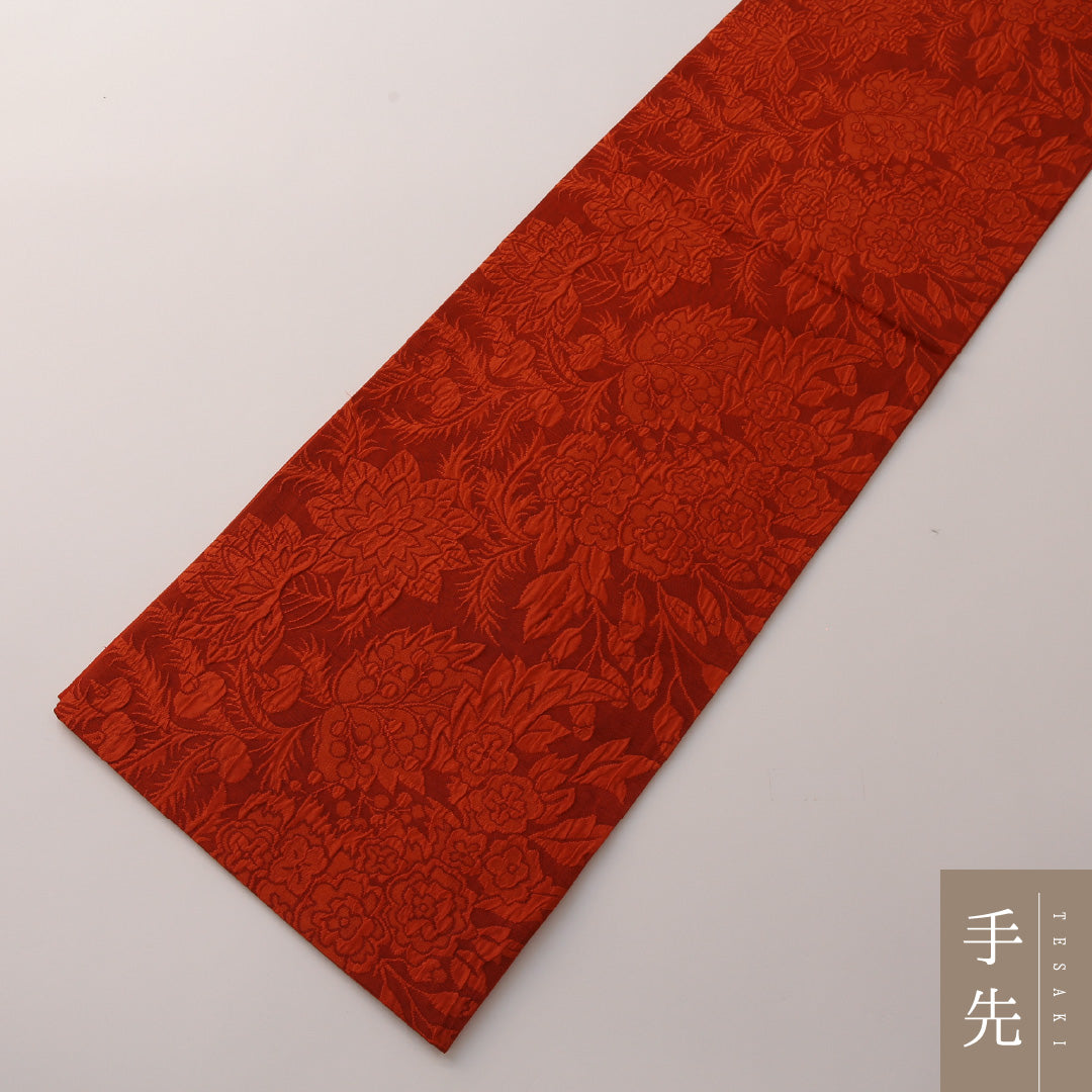 袋帯 帯丈436cm フォーマル 全通 未仕立て 帯芯なし Sランク 正絹 西陣織 唐華 朱系 1223-01880