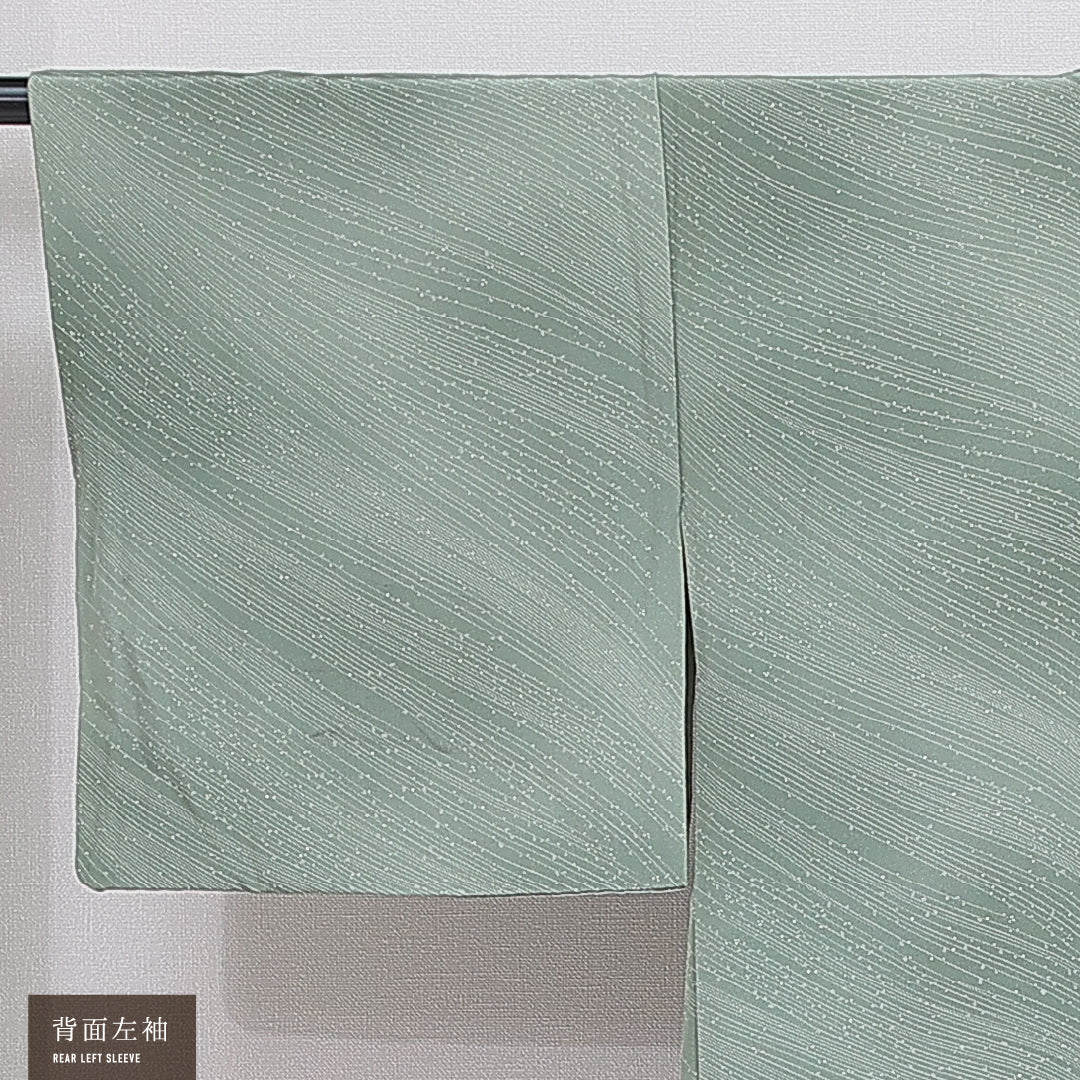 羽織 単衣 身丈78cm 裄丈62cm 正絹 Sランク カジュアル Sサイズ 紐あり 創作柄 緑系 M4 1232-16125