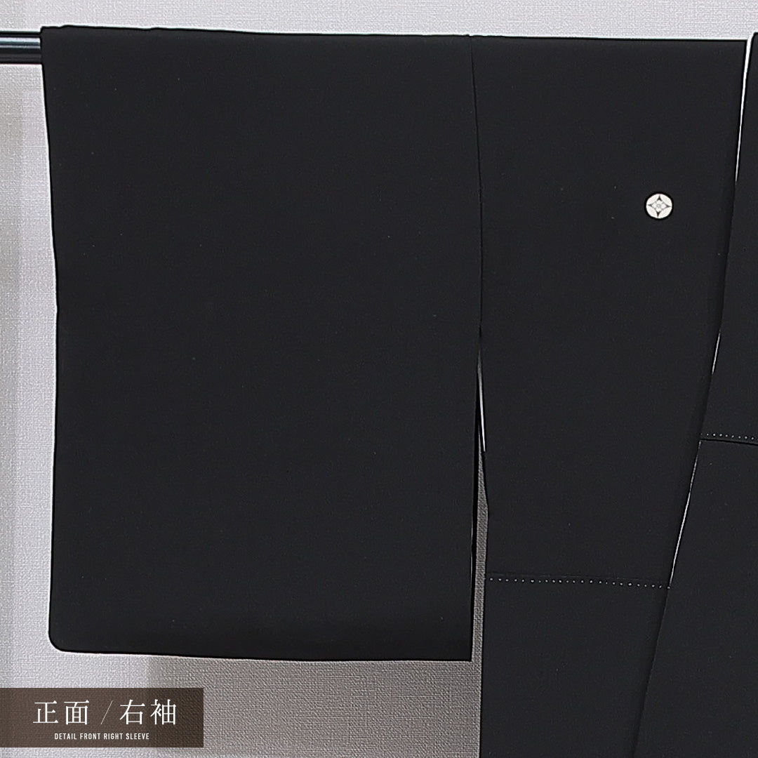 黒留袖 袷 身丈156cm 裄丈62cm 五つ紋 七宝に花菱 フォーマル Sランク Mサイズ 正絹 比翼仕立て 広衿 鶴 刺繍 金駒刺繍 1211-F0735