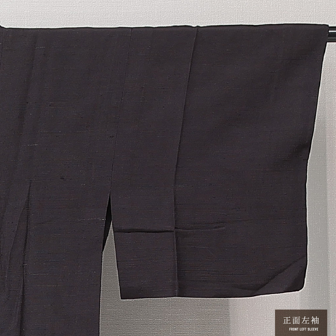 道行コート 単衣 身丈115cm 裄丈61cm 正絹 Cランク セミフォーマル Sサイズ ポケットあり 無地 黒系 LP 1237-15266