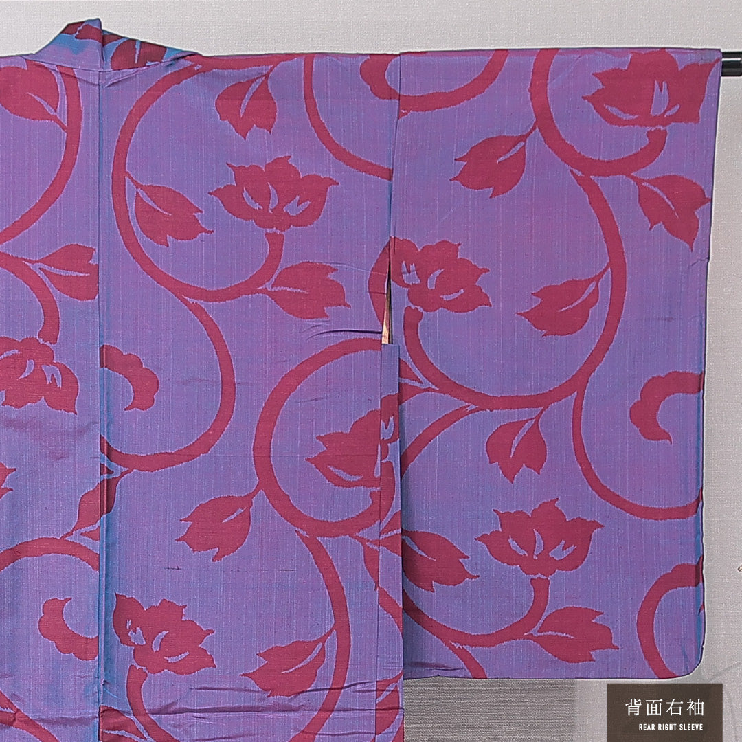 アンティーク 羽織 (銘仙) 袷 身丈97cm 裄丈62cm 正絹 Aランク バチ衿 Sサイズ 唐華 紫系 RP 1232-15176