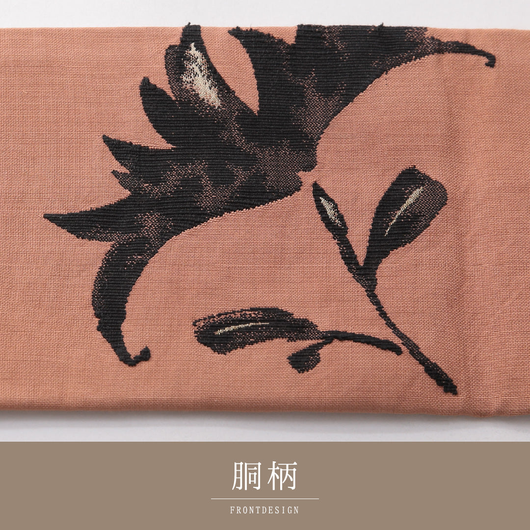 九寸名古屋帯 帯丈340cm カジュアル 名古屋仕立て ポイント柄 Aランク 正絹 綴れ織 花柄 朱系 1224-03816