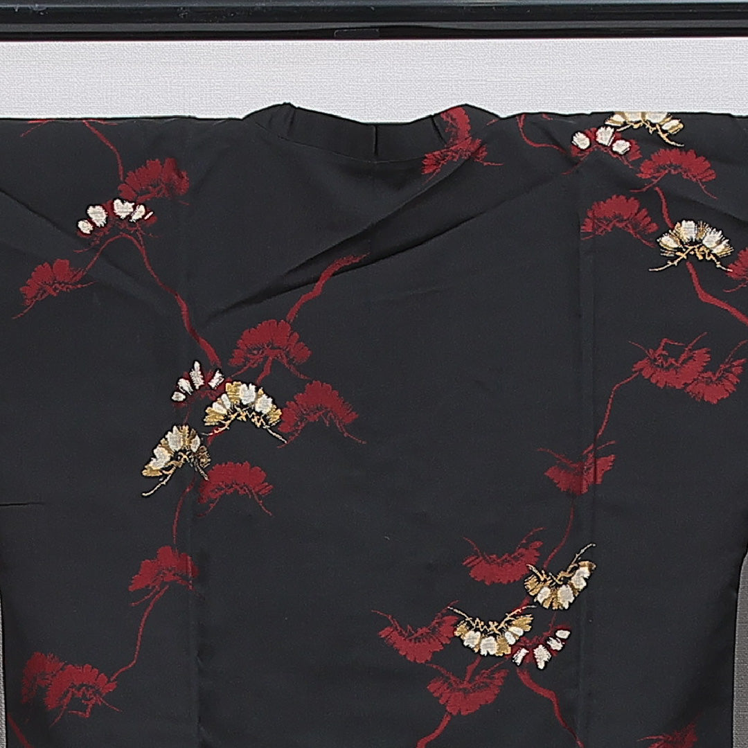 アンティーク 羽織 袷 身丈96cm 裄丈64cm 正絹 Bランク Mサイズ 松 黒系 RP 1232-16147