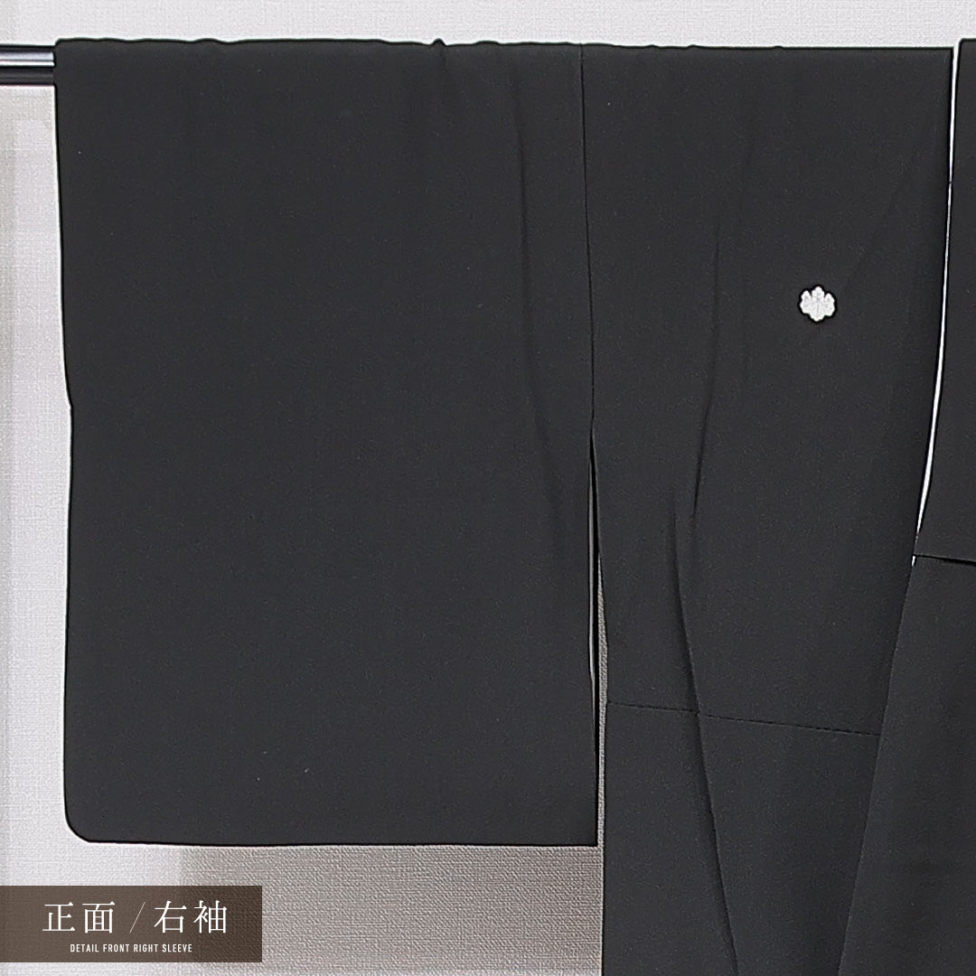 黒留袖 袷 身丈163cm 裄丈64cm 五つ紋 五三桐 フォーマル Bランク Lサイズ 正絹 比翼仕立て 広衿 孔雀 唐草 1211-F0658