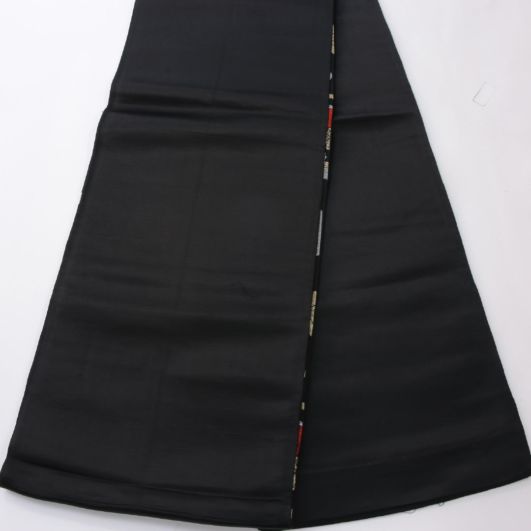 袋帯 帯丈414cm フォーマル 六通 未仕立て 帯芯なし Aランク 正絹 毘沙門亀甲 菊 黒系 1223-02229