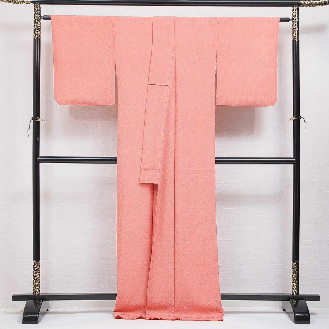 江戸小紋(鮫) 洗える着物 袷 身丈170cm 裄丈66cm ポリエステル Sランク 2XLサイズ 広衿 インフォーマル 朱系 1262-15951