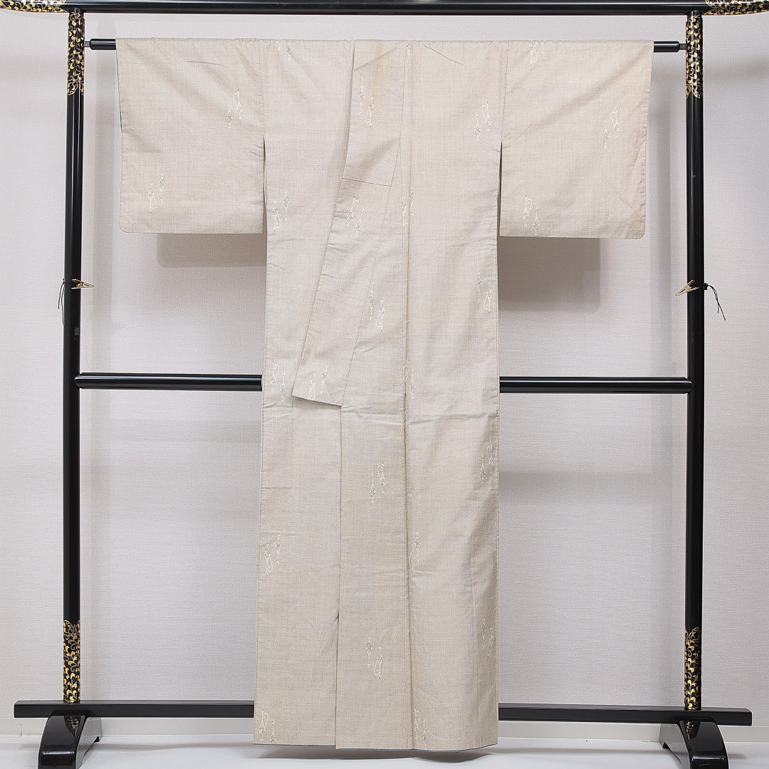 白大島紬 袷 身丈159cm 裄丈64cm 正絹 Cランク インフォーマル 広衿 Mサイズ 壺 白系 RP 1223-15480