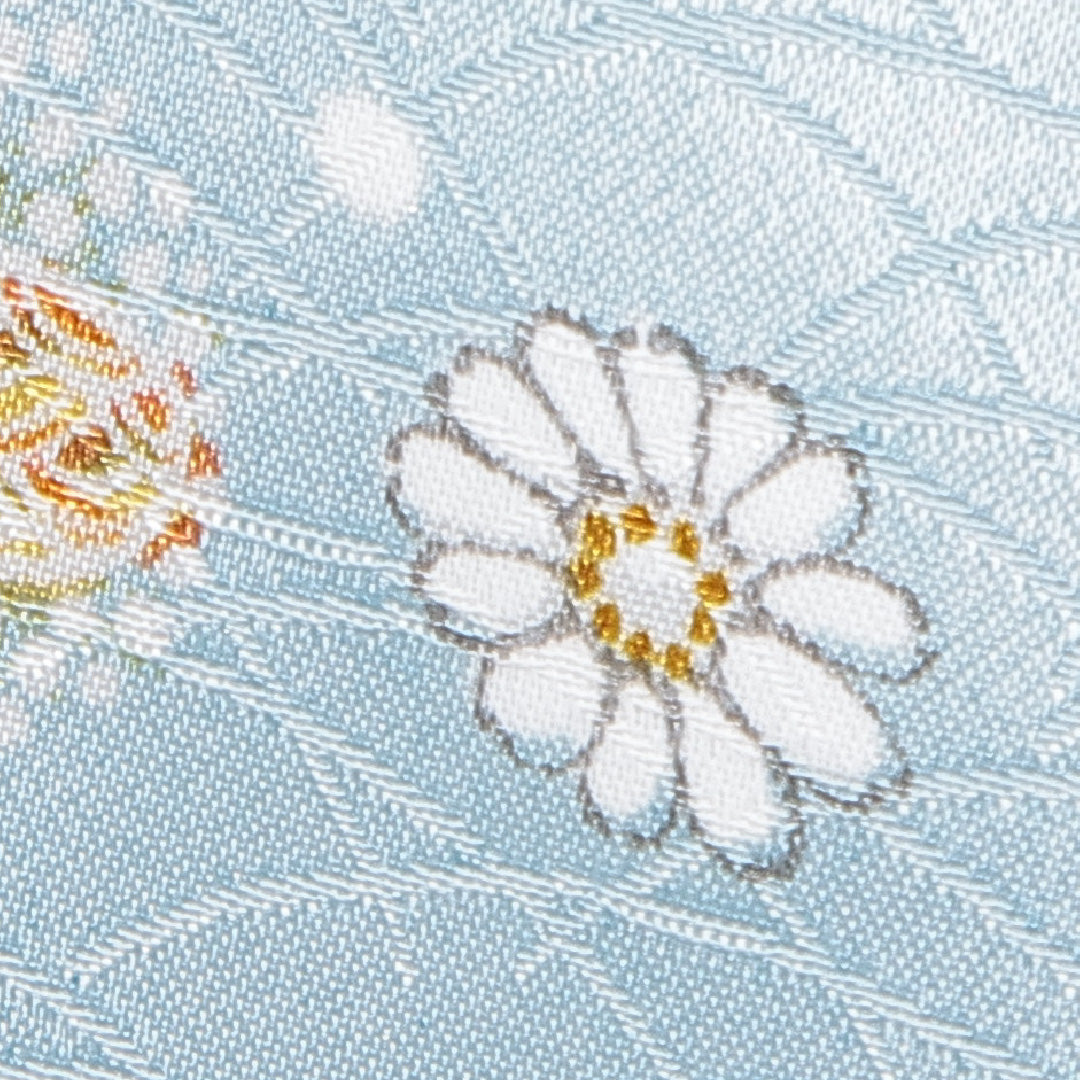 小紋 洗える着物 袷 身丈159cm 裄丈64cm ポリエステル Cランク Mサイズ 広衿 インフォーマル エ霞 梅 水色系 1215-15838