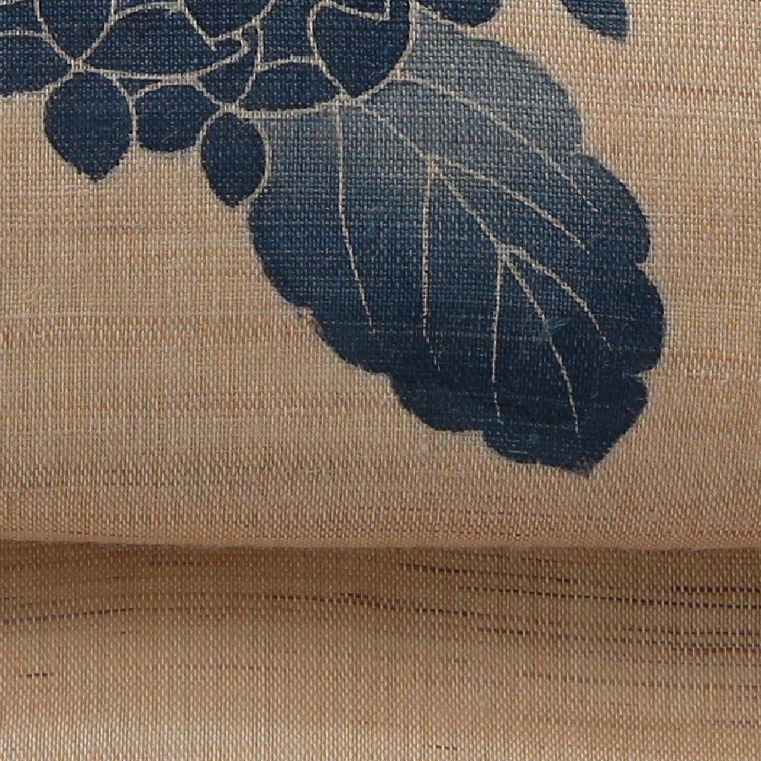 九寸名古屋帯(紬) 帯丈381cm カジュアル 名古屋仕立て ポイント柄 Cランク 正絹 紫陽花 クリーム系 1224-03255