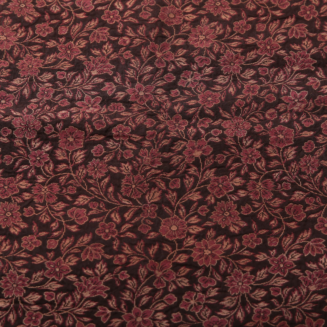 アンティーク 九寸名古屋帯 帯丈315cm 名古屋仕立て 六通 Cランク 正絹 唐草 茶系 1224-03694