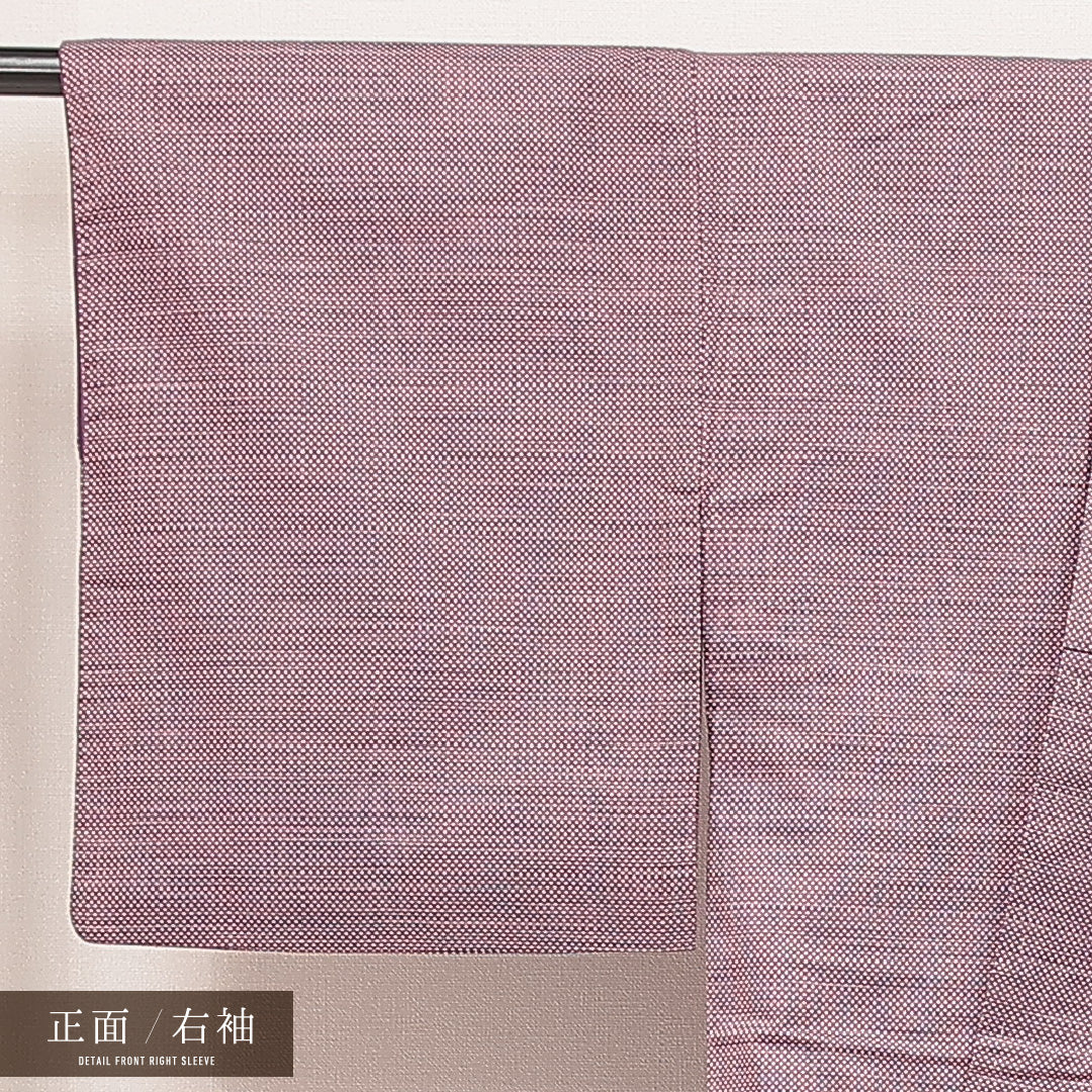 洗える着物 紬 袷 身丈159cm 裄丈62cm ポリエステル Sランク カジュアル 広衿 Mサイズ 抽象柄 紫系 RP 1223-16903