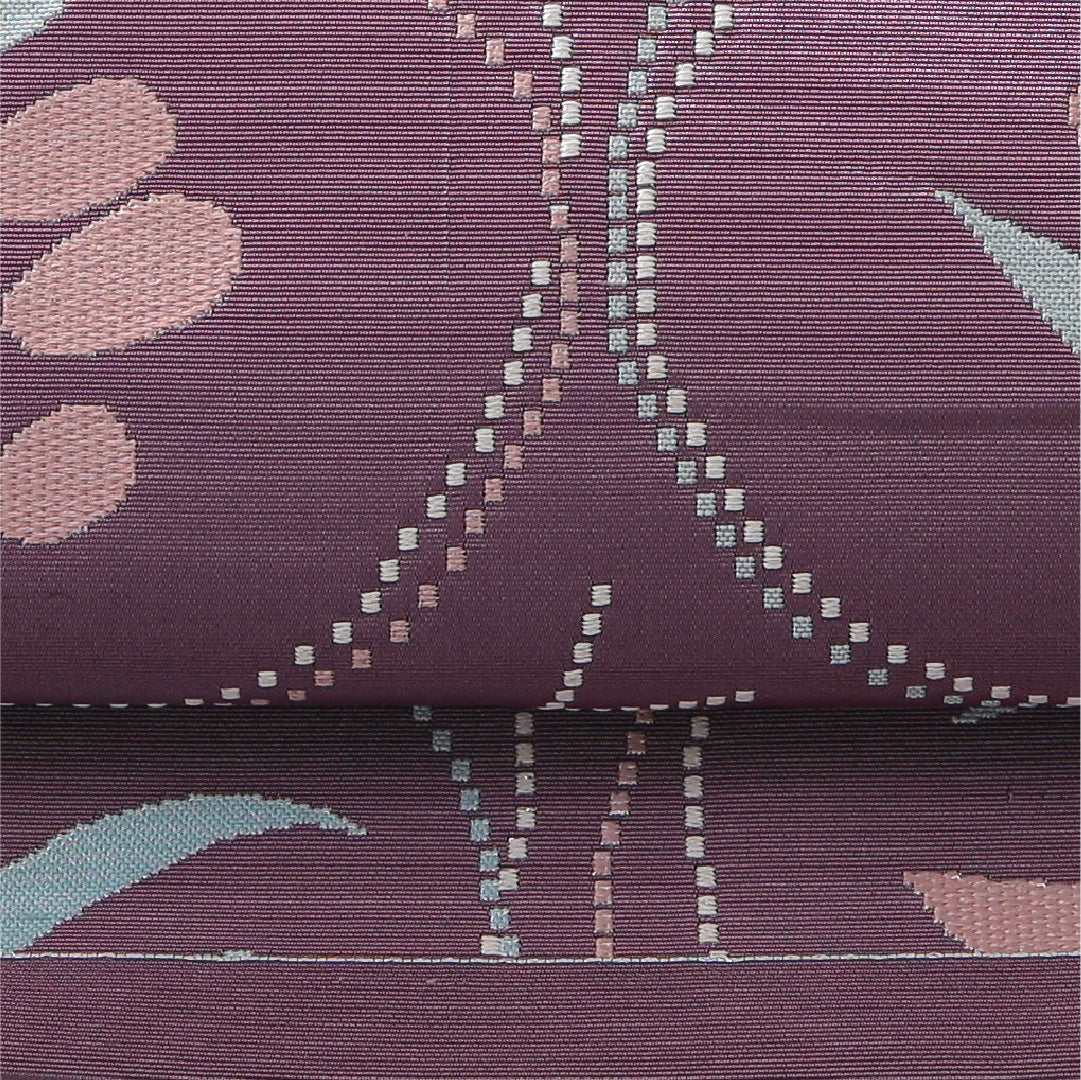 八寸名古屋帯 帯丈350cm カジュアル 松葉仕立て 六通 Cランク 正絹 チューリップ 紫系 1224-03947