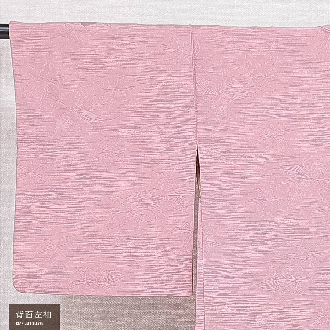 羽織 袷 身丈73cm 裄丈60cm 正絹 Cランク 紋意匠 (花柄) カジュアル Sサイズ 紐あり ピンク系 HP 1232-16455