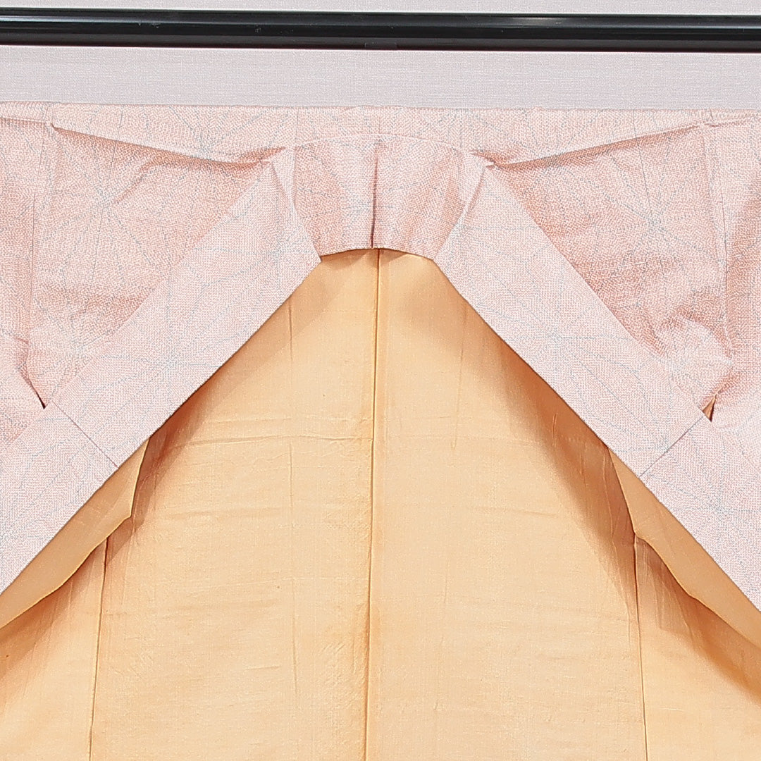 紬 袷 身丈159cm 裄丈65cm 正絹 Cランク Mサイズ 広衿 カジュアル 麻の葉 朱系 1216-16659