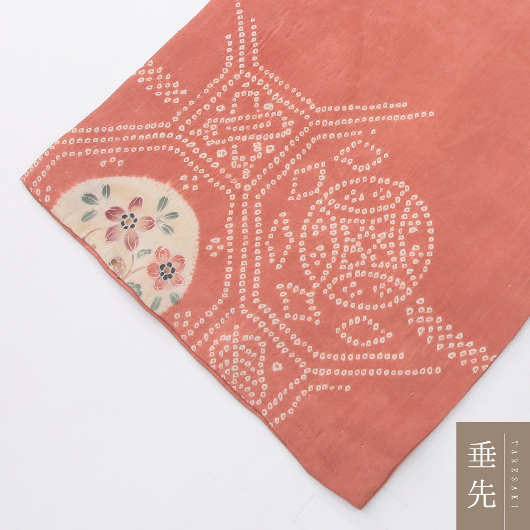 アンティーク 九寸名古屋帯 帯丈30.9cm 名古屋仕立て 全通 Bランク 正絹 染め帯 蜀江 花柄 ピンク系 1224-04047