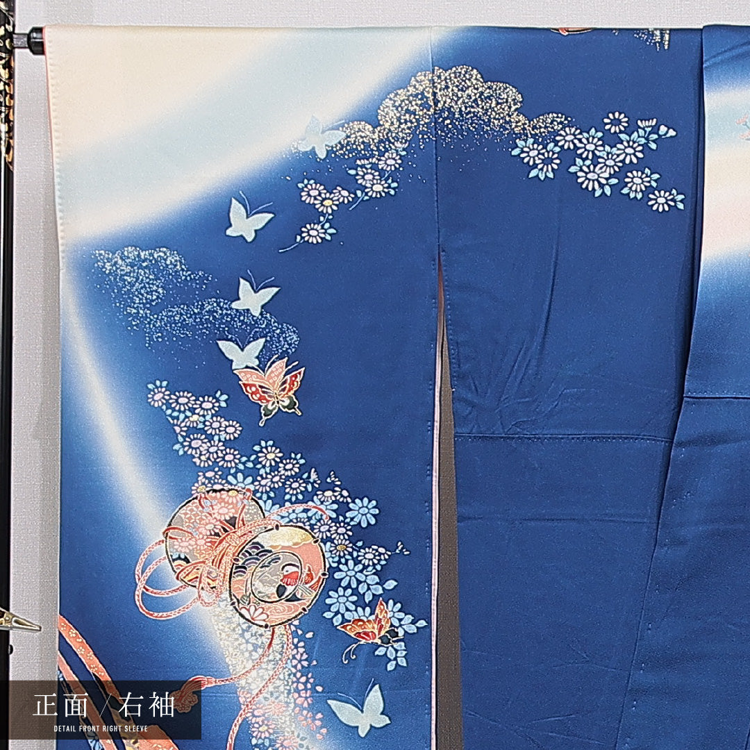 振袖 袷 身丈168cm 裄丈66cm フォーマル Aランク XLサイズ 正絹 広衿 組紐 吉祥文様 1213-F0726