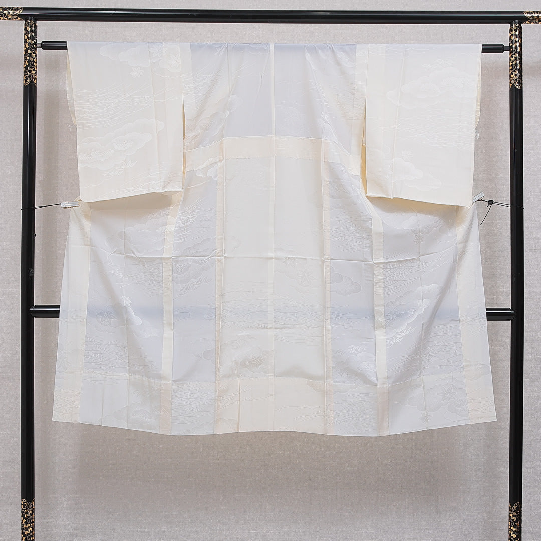 長襦袢 無双袖 身丈123cm 裄丈60cm 正絹 Sランク Sサイズ 居敷当て 古典柄 ベージュ系 RP 1239-16597