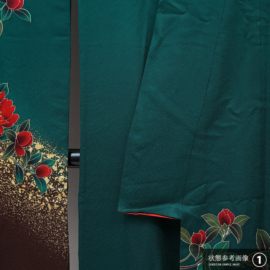 振袖 袷 身丈163cm 裄丈65cm フォーマル Aランク Lサイズ 正絹 広衿 蝶 牡丹 1213-F0715