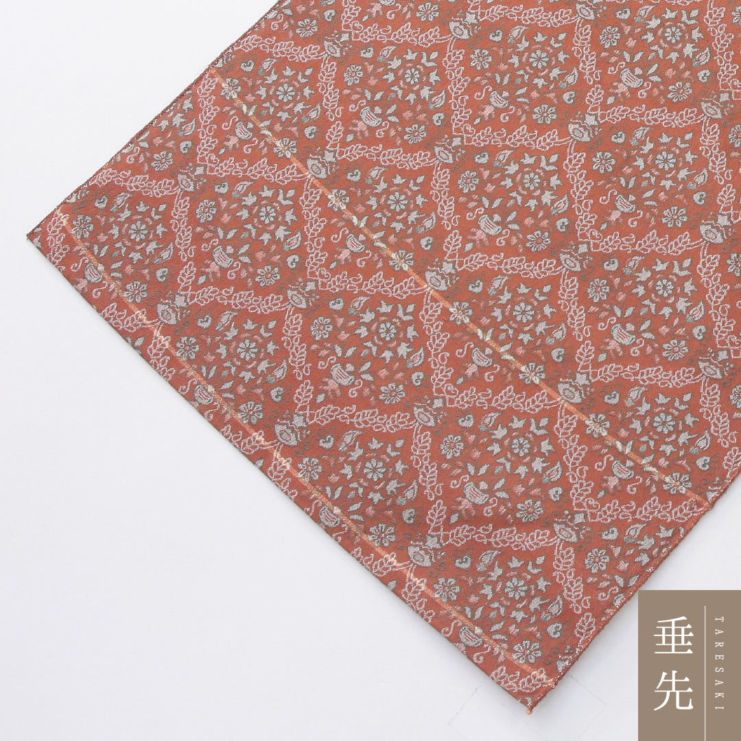 八寸名古屋帯 Aランク 帯丈350cm 正絹 全通 名古屋仕立て 織り カジュアル ペルシャ文様 朱系 LP 1245-04088
