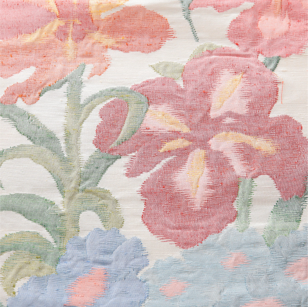 八寸名古屋帯(紬) 帯丈366cm カジュアル 松葉仕立て 六通 Aランク 正絹 花柄 クリーム系 1224-03909