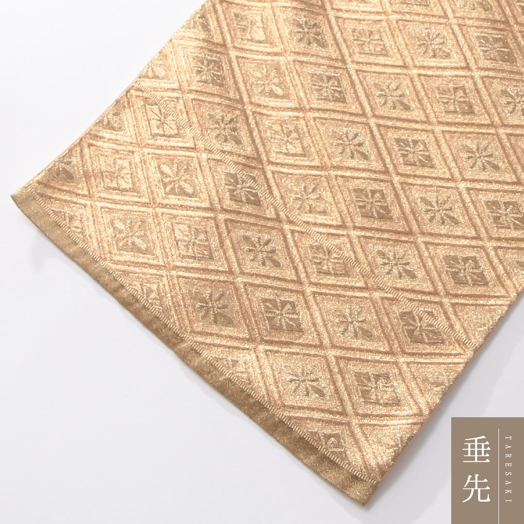 袋帯 帯丈412cm 正絹 六通 フォーマル 花菱 古典柄 金系 1243-01875