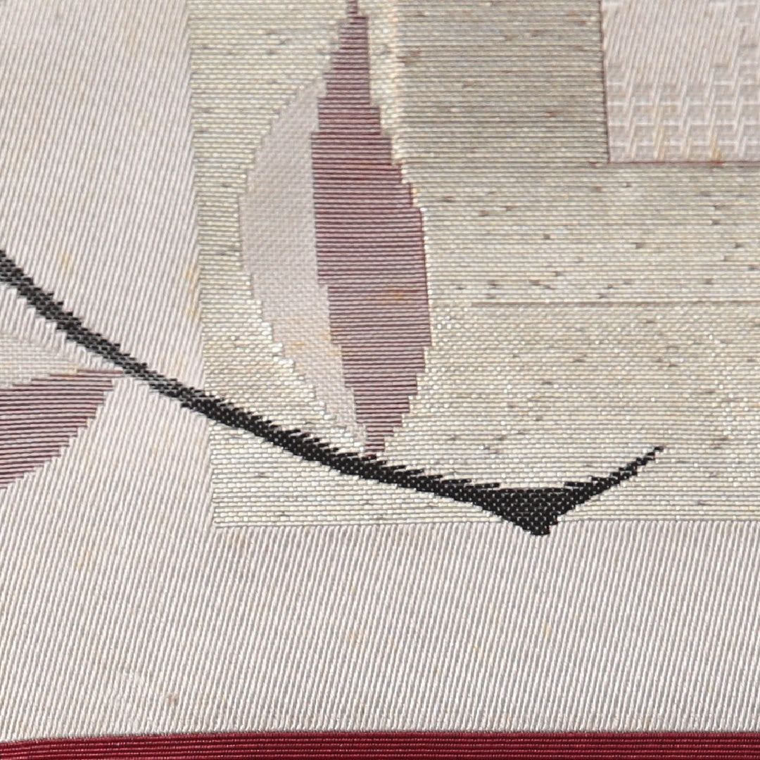 八寸名古屋帯 帯丈352cm セミフォーマル 名古屋仕立て 六通 帯芯なし Cランク 正絹 チューリップ 赤系 1224-03574