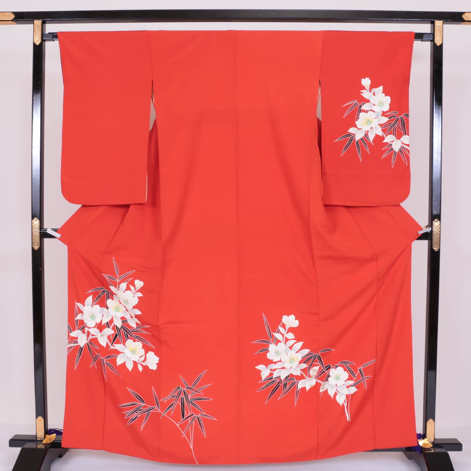 訪問着 袷 身丈162cm 赤系 洗える着物 優品 1212341200015