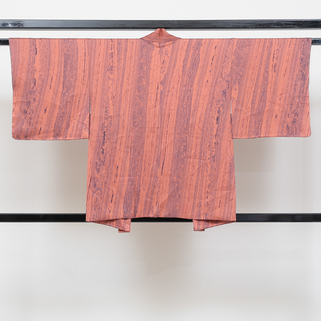 未使用品 羽織 袷 身丈73cm 裄丈63cm 正絹 Nランク カジュアル Sサイズ しつけ糸 墨流し ピンク系 RP 1232-05359