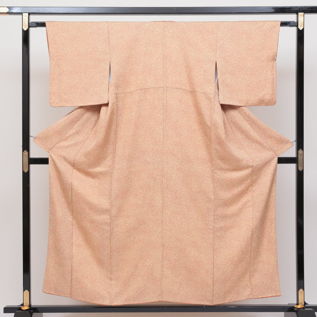 小紋 袷 身丈150cm 裄丈62cm 正絹 Aランク インフォーマル 広衿 Sサイズ 抽象柄 朱系 HP 1221-00256