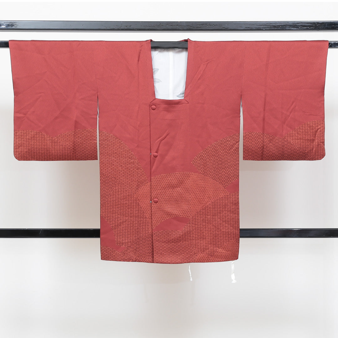 道行コート 袷 身丈84cm 裄丈63cm 正絹 Sランク Sサイズ フォーマル 絵羽コート 吉祥文様 有職文様 赤系 朱系 1263-05351