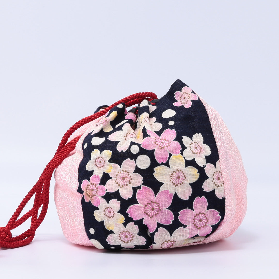 和装小物 巾着袋 ポリエステル ピンク系 Bランク カジュアル 花柄 桜 桜色 1222413000016