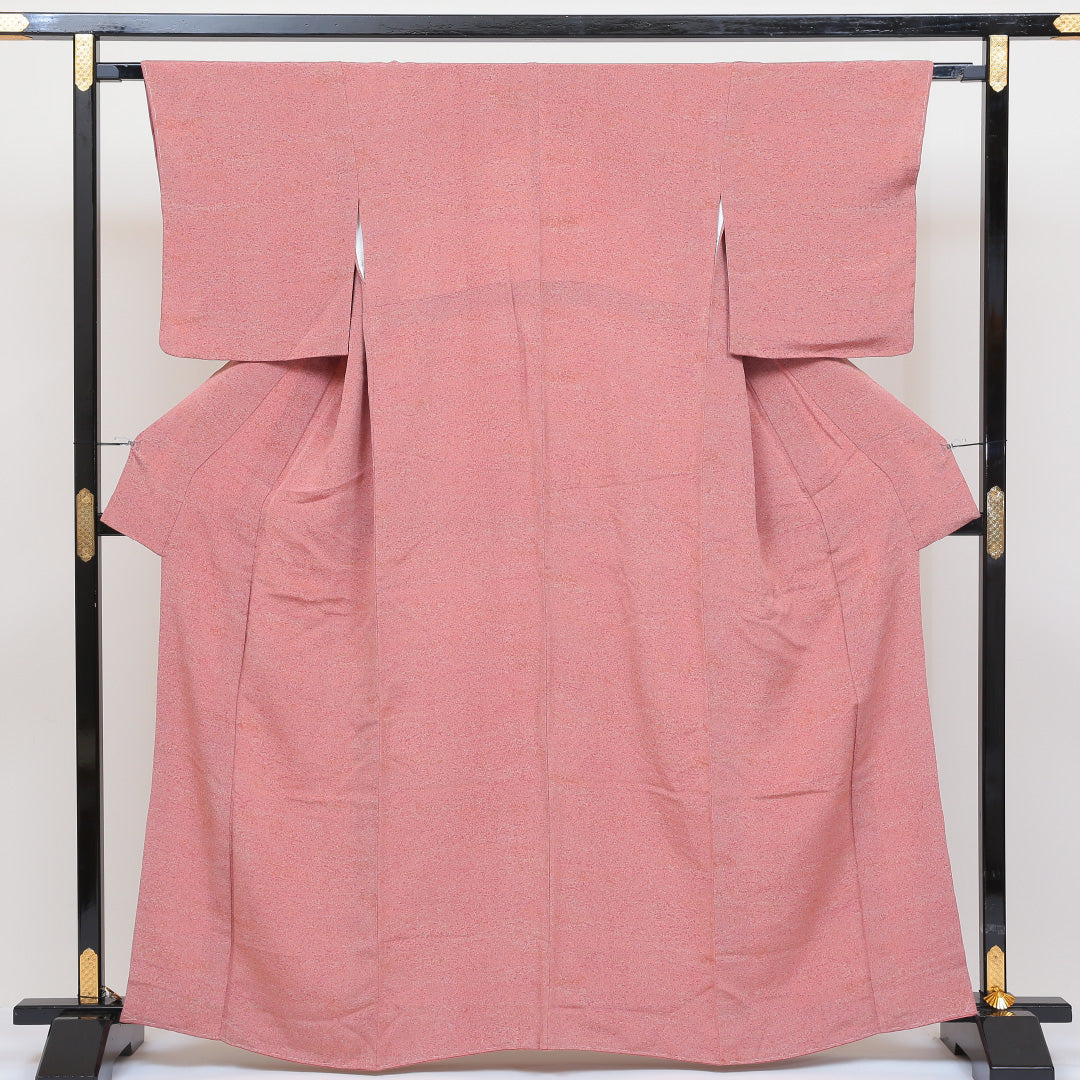 小紋 袷 身丈161cm 裄丈62cm 正絹 Sランク インフォーマル 広衿 Lサイズ 創作柄 ピンク系 RP 1221-00062