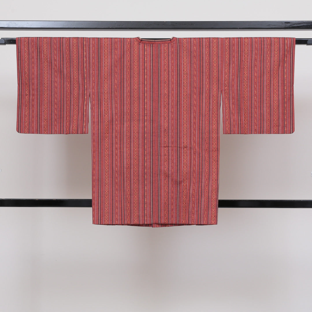 道行コート 袷 身丈87cm 裄丈63cm 正絹 Sランク セミフォーマル Sサイズ 創作柄 朱系 RP 1237-05343