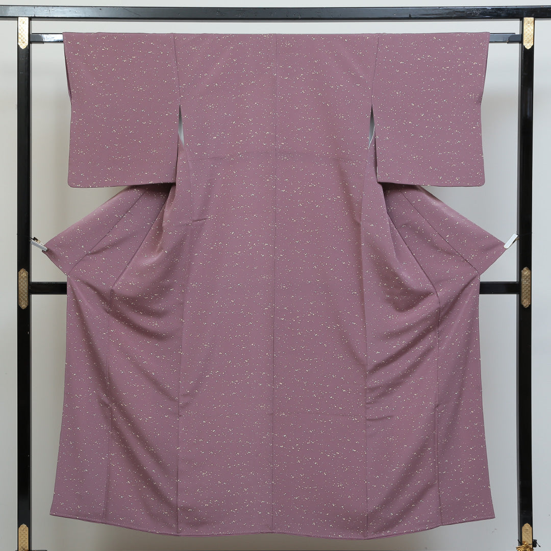 小紋 袷 身丈150cm 裄丈64cm 正絹 Sランク インフォーマル 広衿 Sサイズ 霰 ピンク系 RP 1221-00831