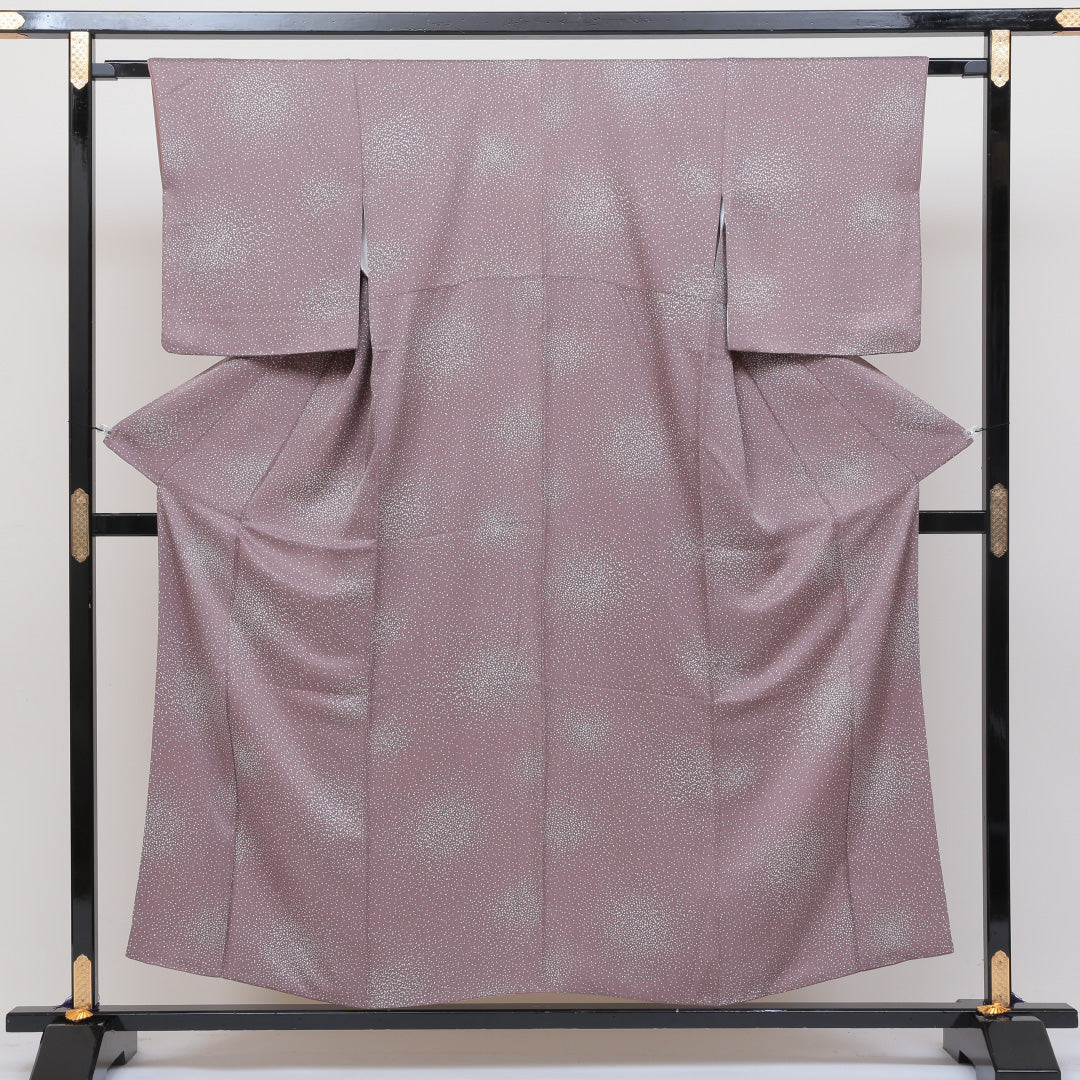 小紋 袷 身丈153cm 裄丈62cm 正絹 Sランク インフォーマル 広衿 Sサイズ 創作柄 グレー系 RP 1221-00223