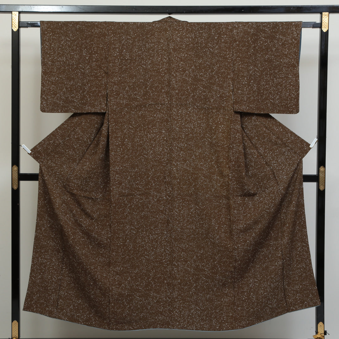 霰 江戸小紋 袷 身丈148cm 裄62.5cm 正絹 通年柄 茶系 Aランク 1215-00788