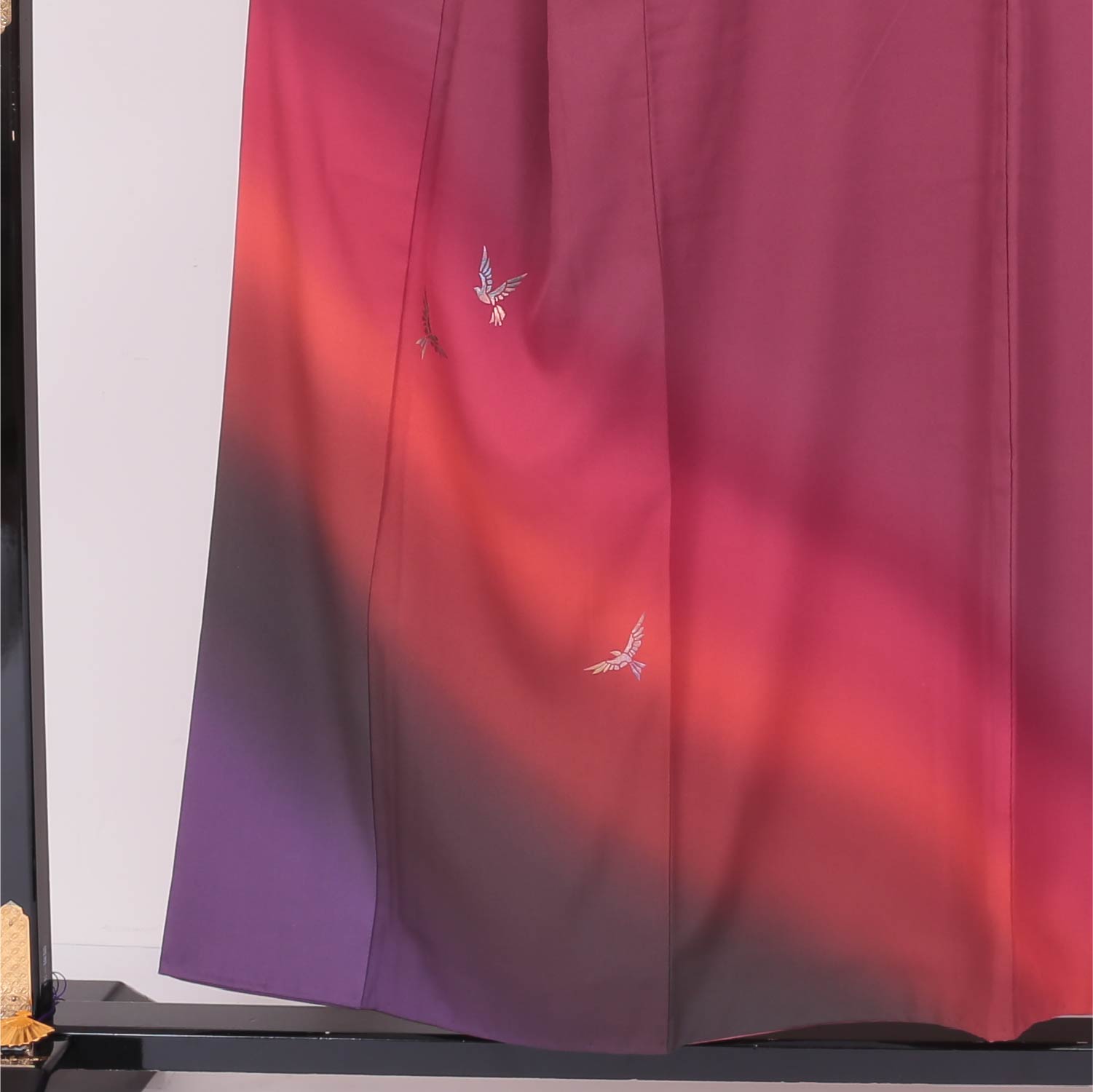 付下げ 袷 身丈152cm 裄丈64cm 正絹 Sランク インフォーマル 広衿 Sサイズ 引箔 鳥 赤系 PO 1218-04009