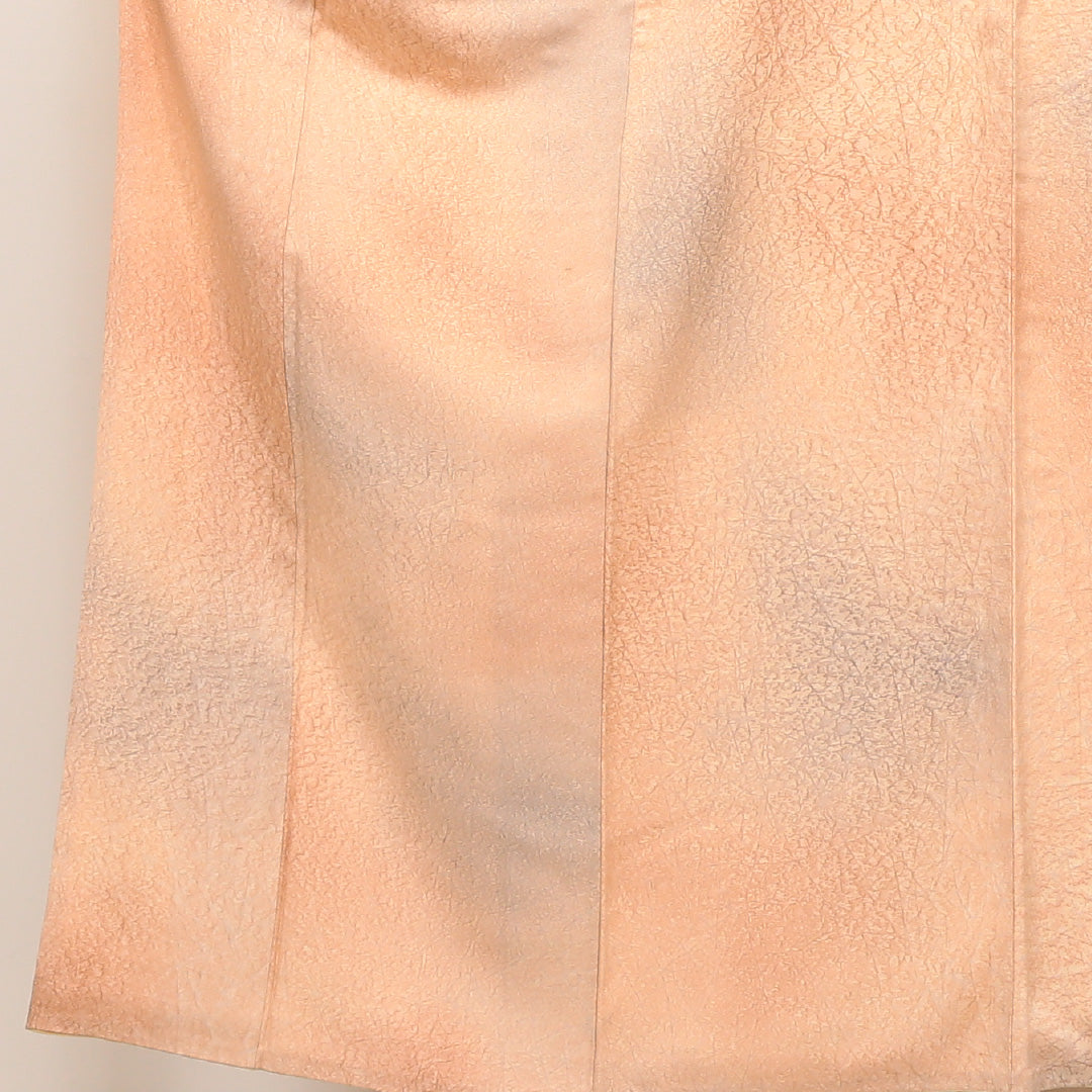 色無地 袷 身丈153cm 裄丈62cm 正絹 Bランク Sサイズ 広衿 インフォーマル ふくれ織 ぼかし染 朱系 1214-04910