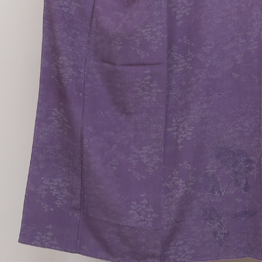 付下げ 袷 身丈152cm 裄丈62cm 正絹 Sランク 紋意匠 (茶屋辻) インフォーマル 広衿 Sサイズ 金彩 牡丹 紫系 PO 1218-04091