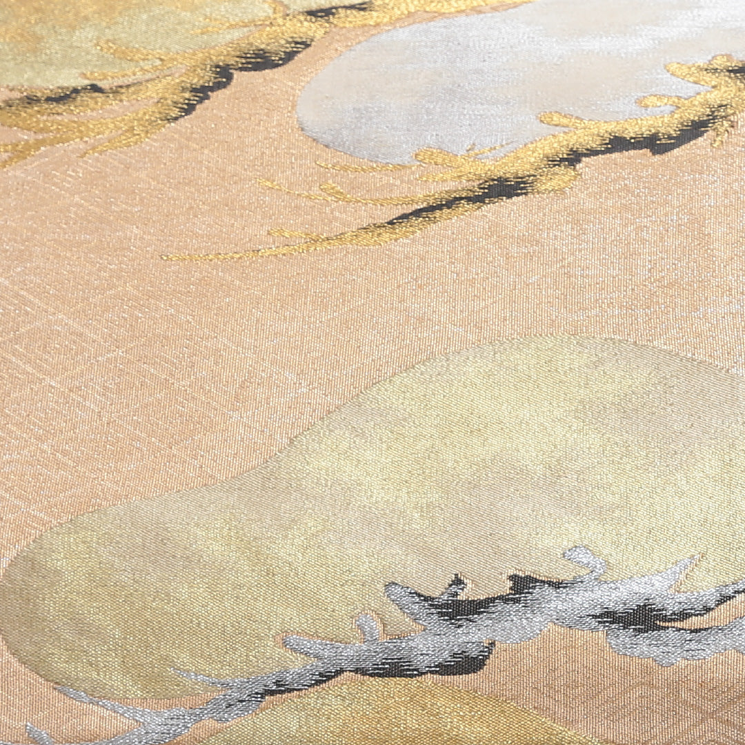 袋帯 帯丈432cm 六通 笠松 フォーマル 金系 正絹 Cランク 1223-00271