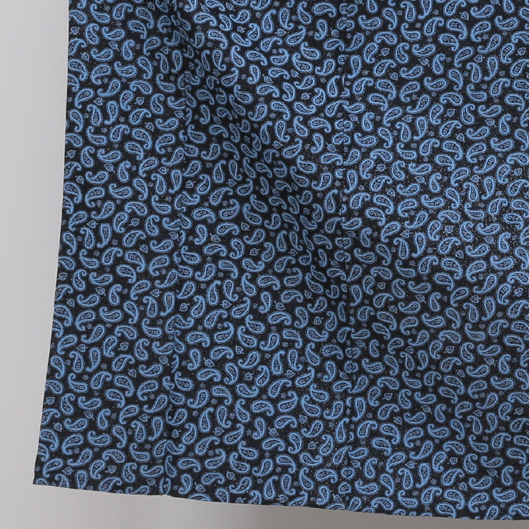 小紋 アンサンブル 洗える着物 単衣 身丈151cm 裄丈61cm ポリエステル Sランク Sサイズ バチ衿 インフォーマル 紐あり ペイズリー柄 青系 1215-00365